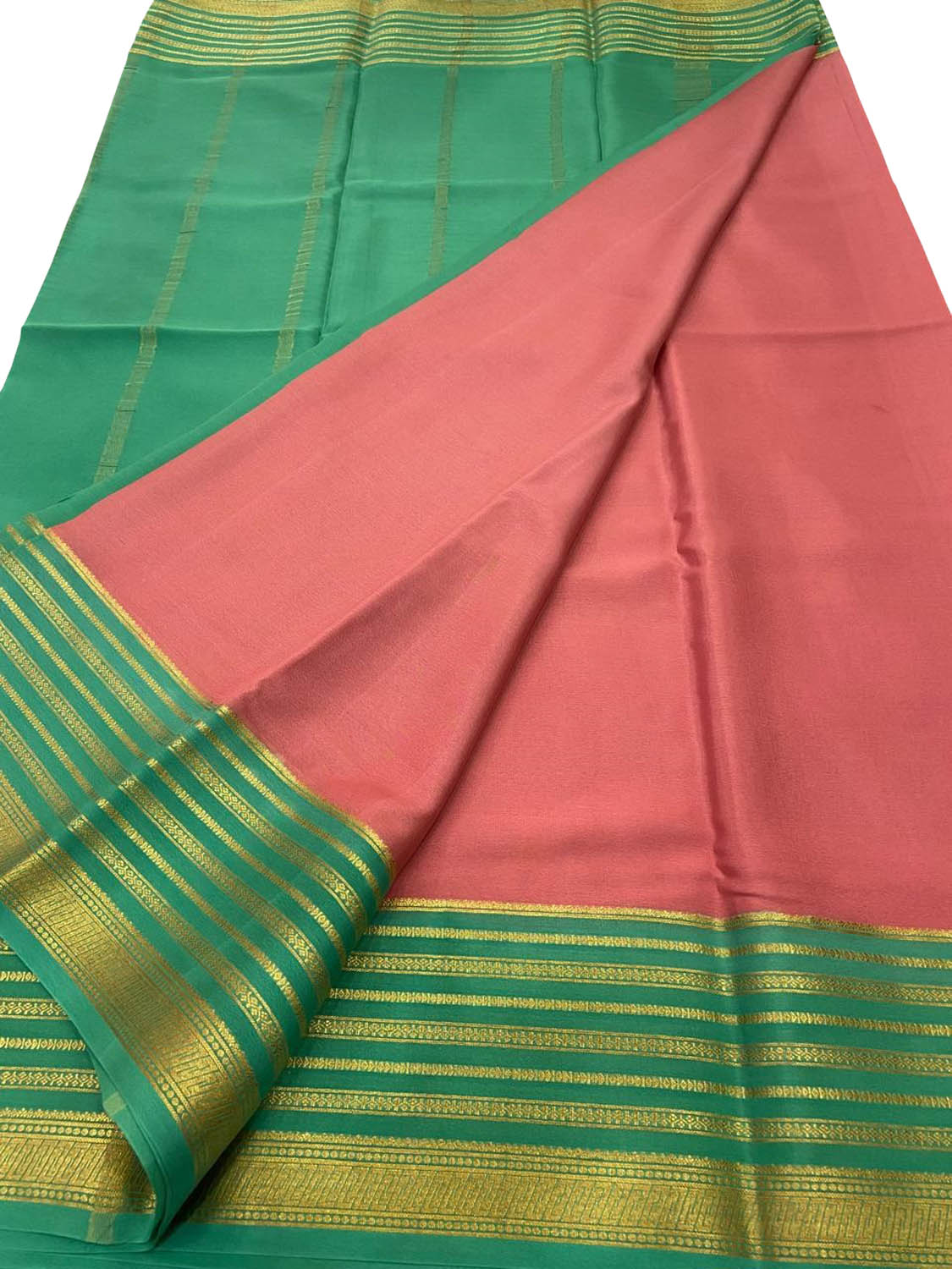 Pink Mysore Pure Crepe Silk Saree Handloom Weave Celebration