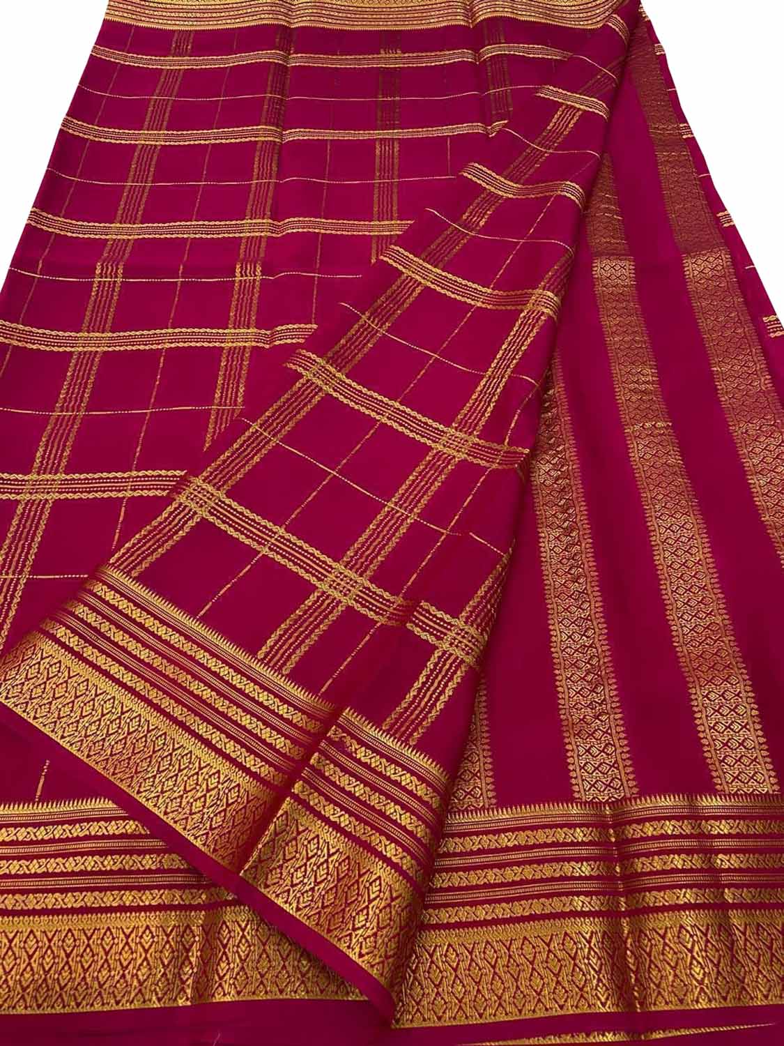Pink Handloom Mysore Pure Crepe Silk Saree