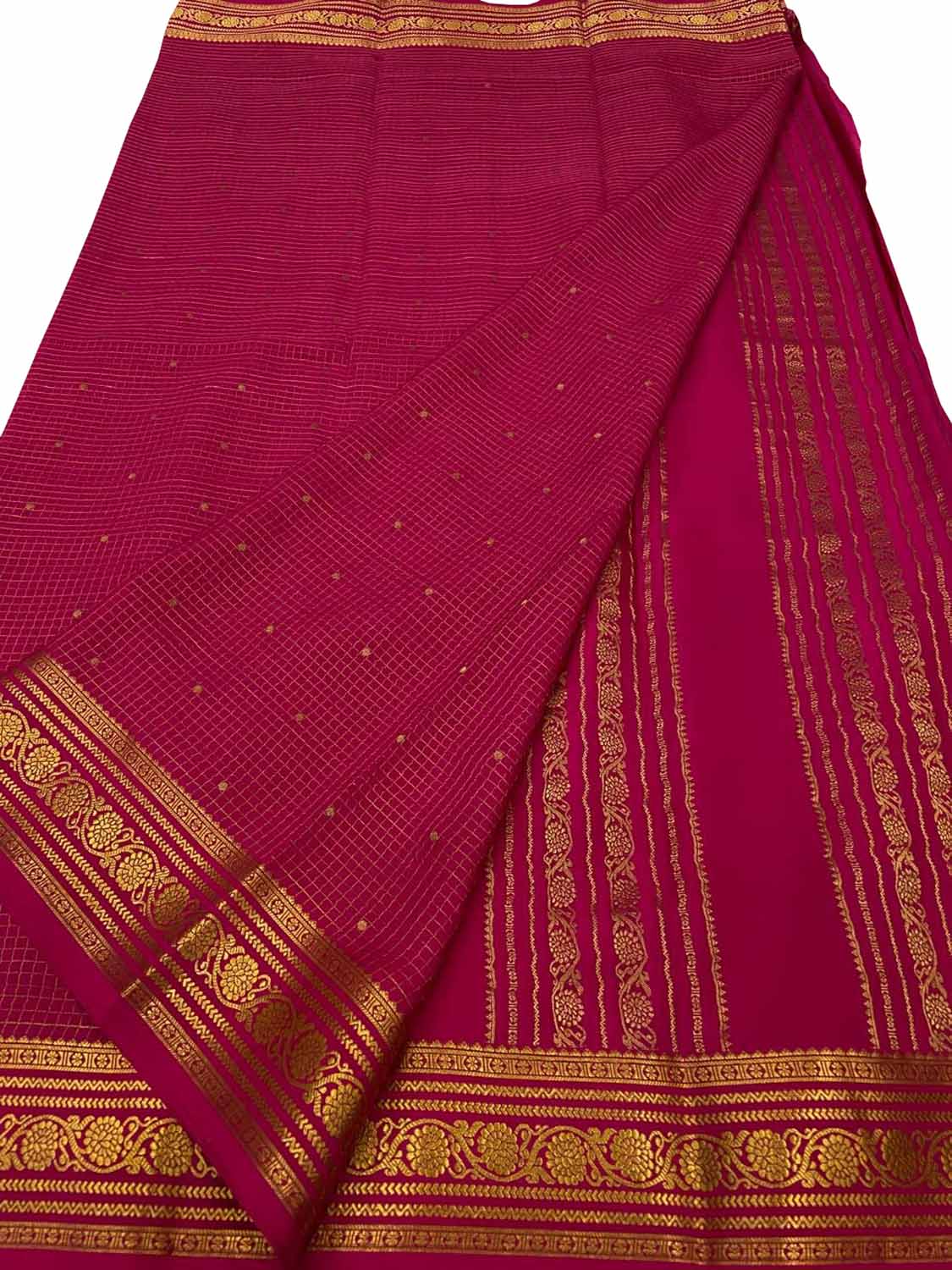 Pink Handloom Mysore Pure Crepe Silk Saree