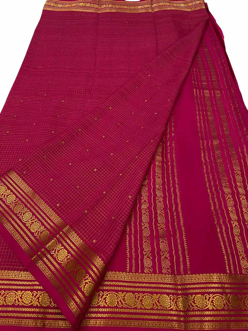Pink Handloom Mysore Pure Crepe Silk Saree