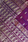 Purple Swarnachari Pure Silk Saree — Handloom Weave, Festive & Wedding