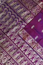 Purple Swarnachari Pure Silk Saree — Handloom Weave, Festive & Wedding