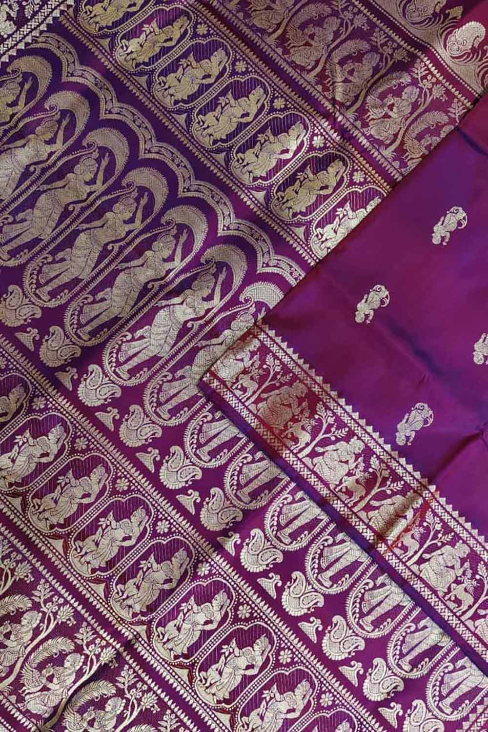 Purple Swarnachari Pure Silk Saree — Handloom Weave, Festive & Wedding