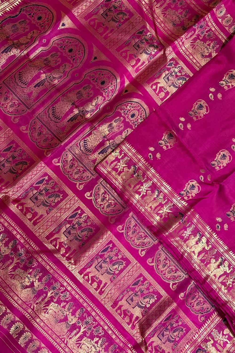 Pink Swarnachari Pure Silk Saree Handloom Woven Festive
