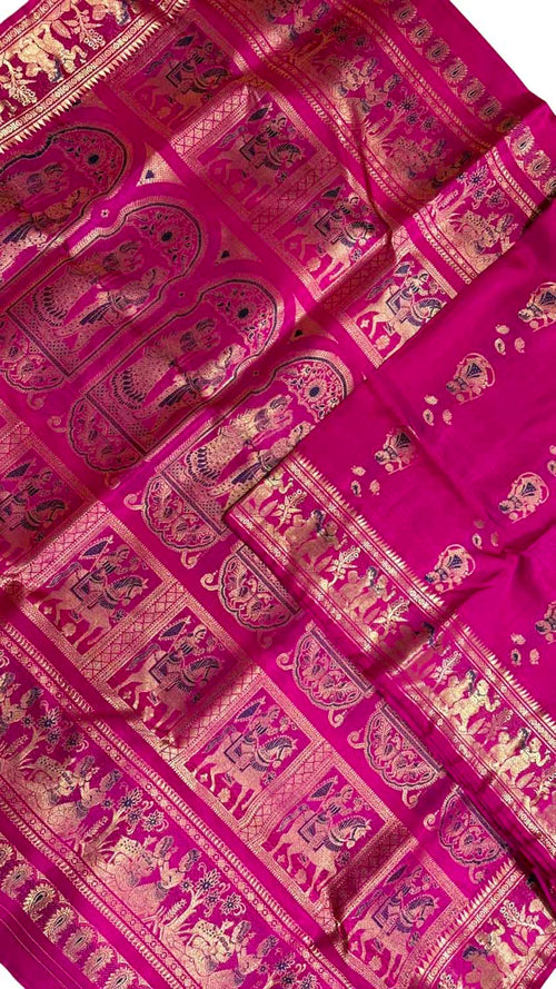 Pink Swarnachari Pure Silk Saree Handloom Woven Festive