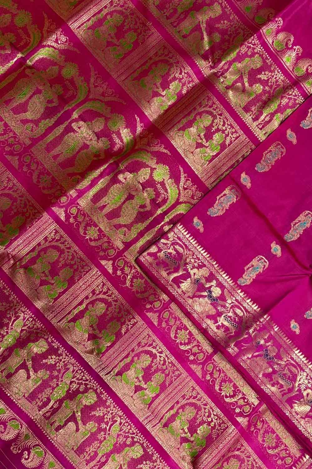 Pink Swarnachari Pure Silk Saree Handloom Woven Wedding