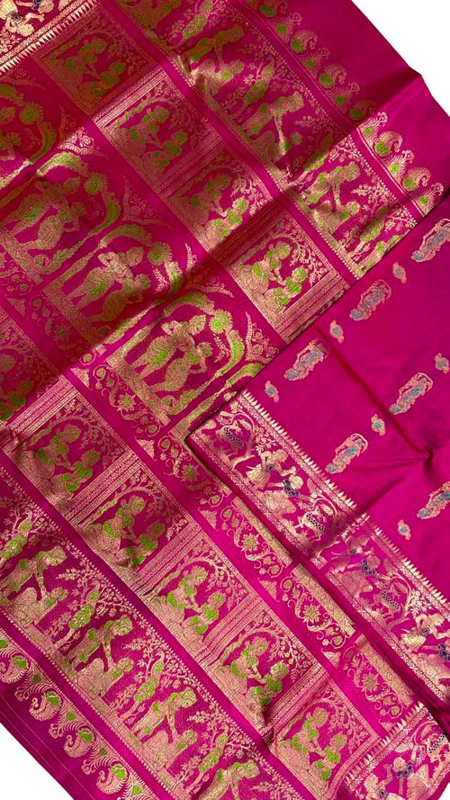 Pink Swarnachari Pure Silk Saree Handloom Woven Wedding