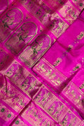 Pink Swarnachari Pure Silk Saree Handloom Woven Traditional