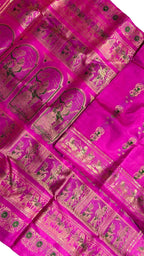 Pink Swarnachari Pure Silk Saree Handloom Woven Traditional
