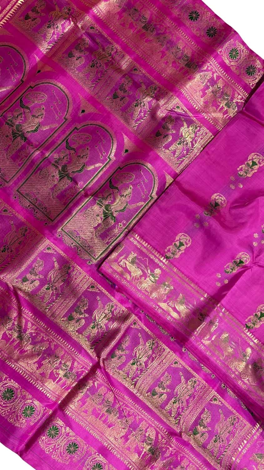 Pink Swarnachari Pure Silk Saree Handloom Woven Traditional