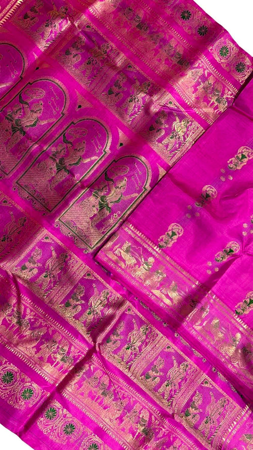 Pink Swarnachari Pure Silk Saree Handloom Woven Traditional