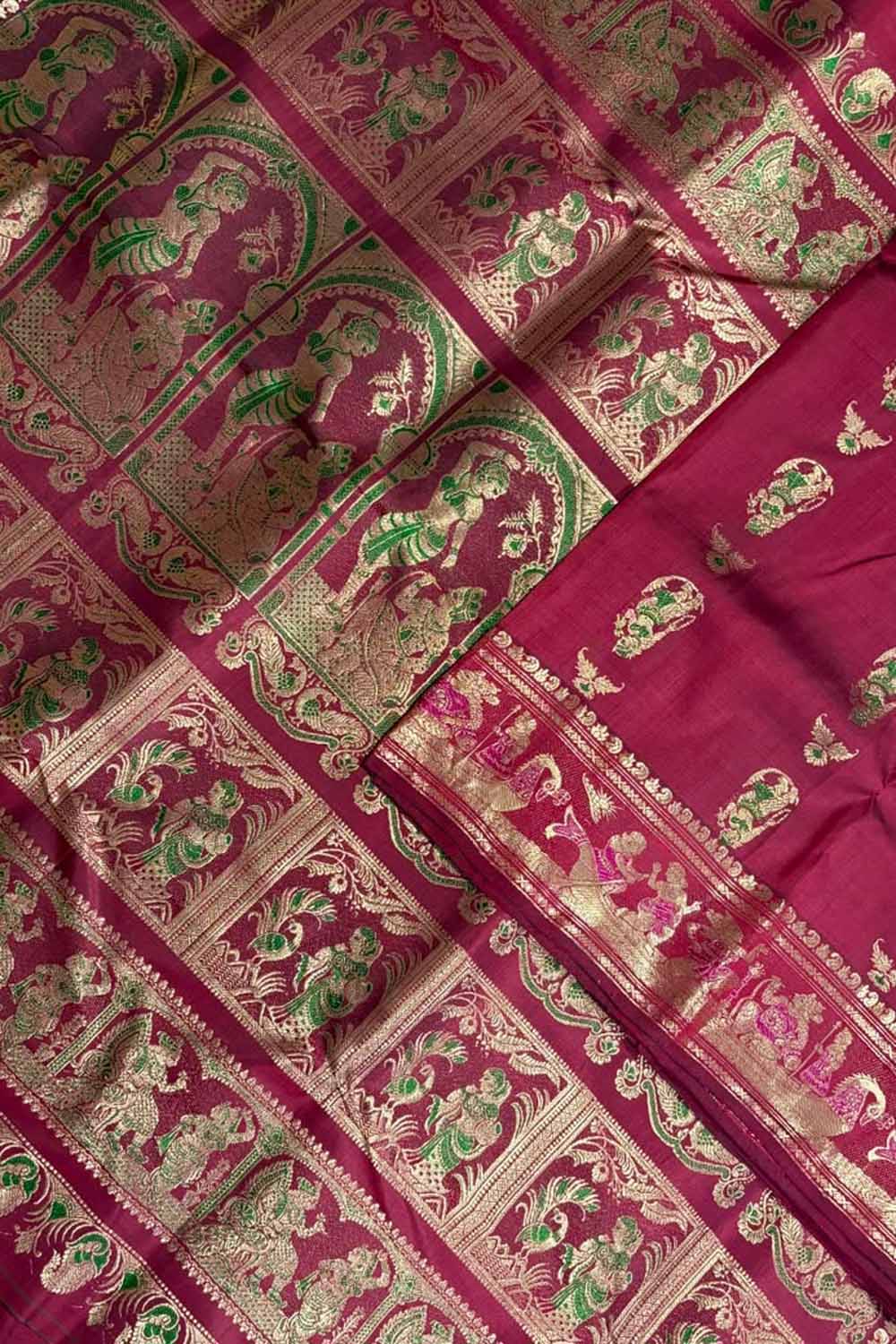 Pink Swarnachari Pure Silk Saree Handloom Woven Festive