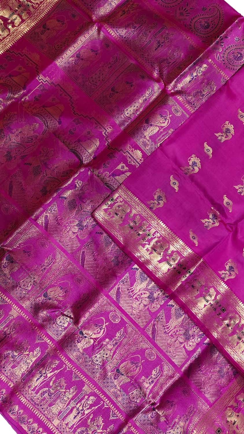 Pink Handloom Swarnachari Pure Silk Saree