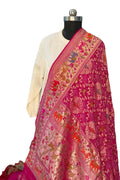 Pink Pure Georgette Banarasi Bandhani Meenakari Dupatta
