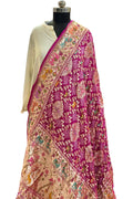 Pink Pure Georgette Banarasi Bandhani Meenakari Dupatta