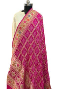Pink Pure Georgette Banarasi Bandhani Meenakari Dupatta