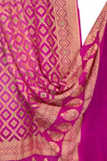 Pink Pure Georgette Bandhani Neem Zari Dupatta
