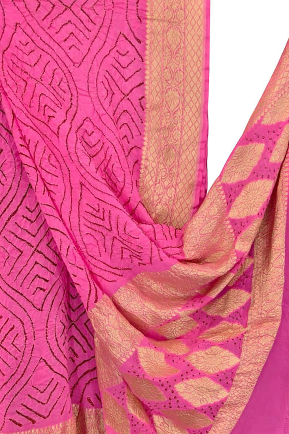 Pink Pure Georgette Bandhani Rai Bandhej Dupatta