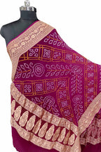Pink Pure Georgette Bandhani Rai Bandhej Dupatta