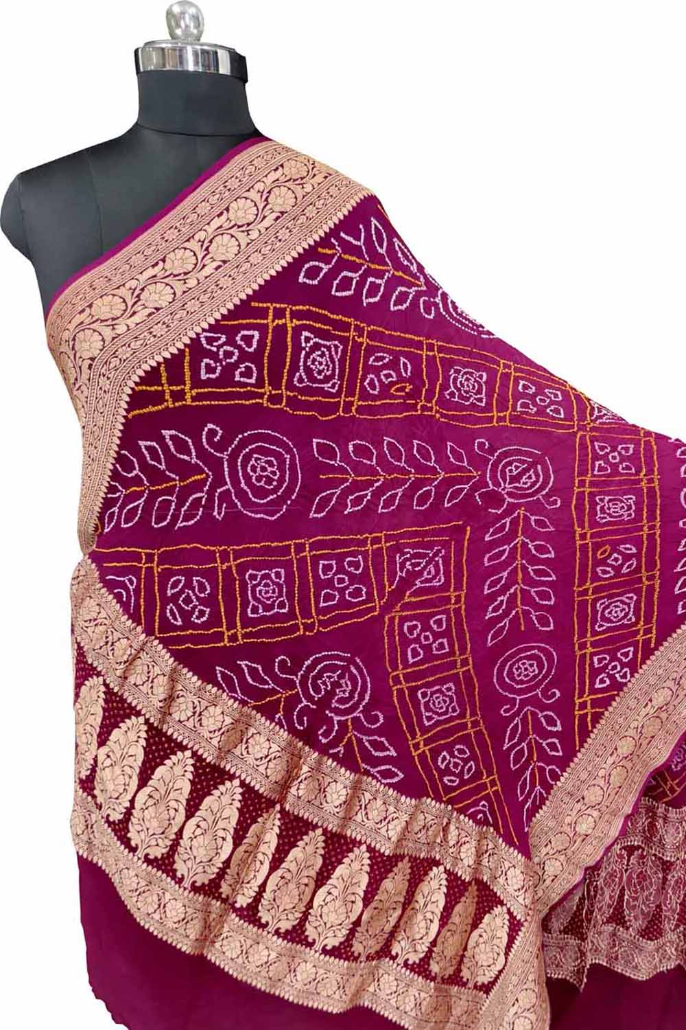 Pink Pure Georgette Bandhani Rai Bandhej Dupatta