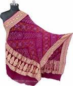 Pink Pure Georgette Bandhani Rai Bandhej Dupatta