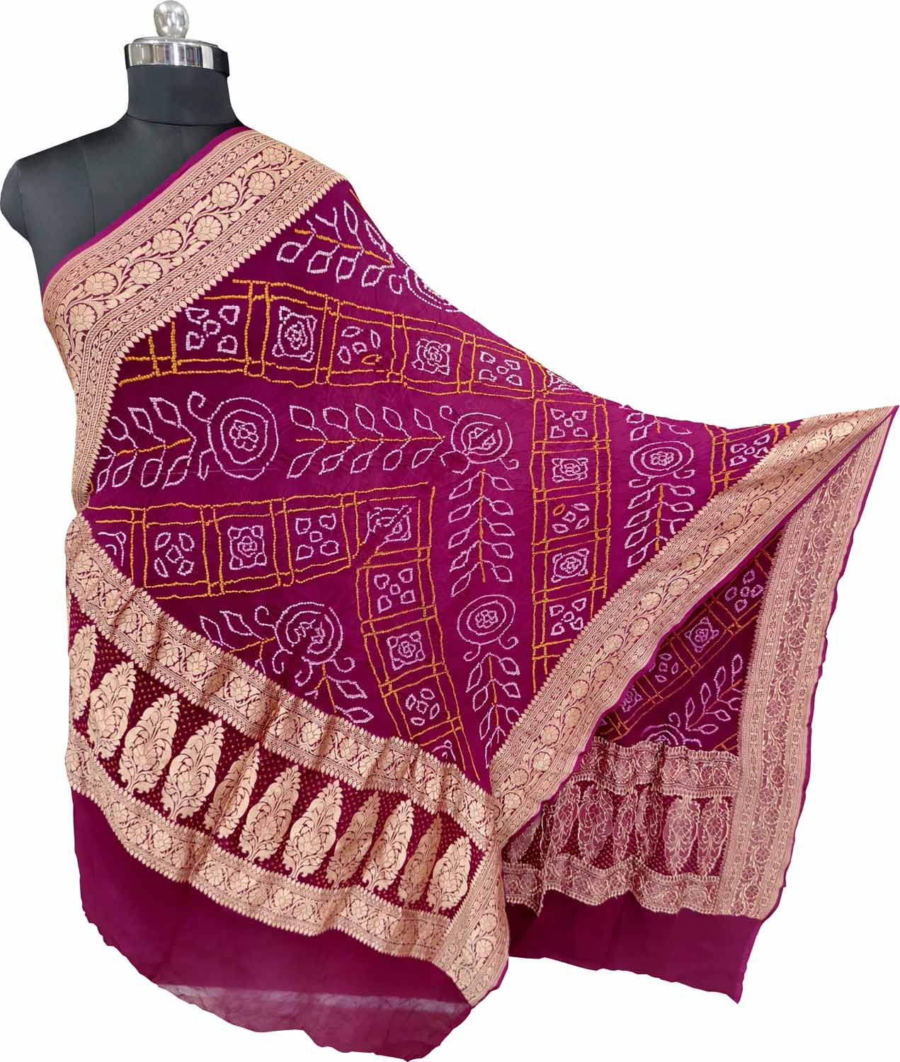 Pink Pure Georgette Bandhani Rai Bandhej Dupatta