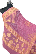 Pink Pure Georgette Bandhani Rai Bandhej Dupatta