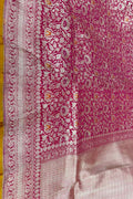 Pink Katan Silk Banarasi Handloom Saree Wedding Ethnic Wear