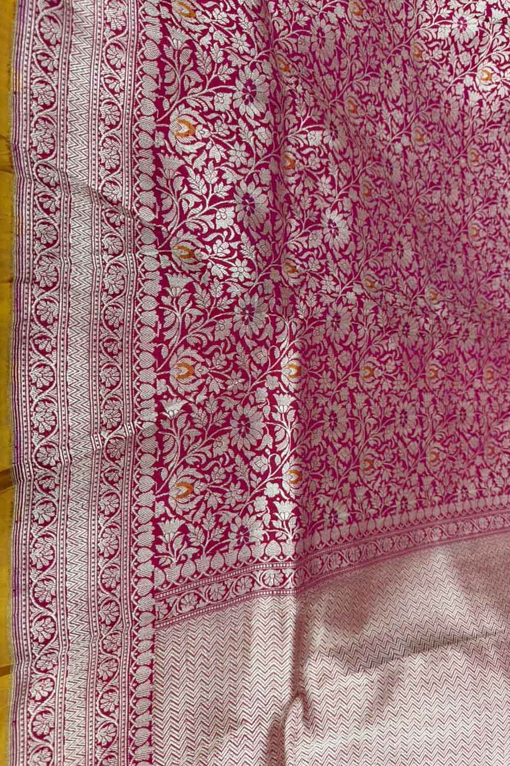 Pink Katan Silk Banarasi Handloom Saree Wedding Ethnic Wear