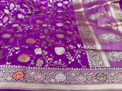 Pink Banarasi Katan Silk Handloom Saree Ethnic Occasion Wear