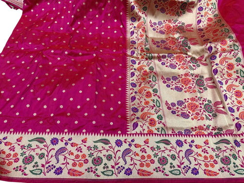 Pink Banarasi Katan Silk Saree Handloom Bridal Festive Wear