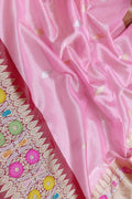 Pink Banarasi Kora Tissue Silk Saree — Meenakari Skirt Border, Festive Splendour