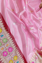 Pink Banarasi Kora Tissue Silk Saree — Meenakari Skirt Border, Festive Splendour