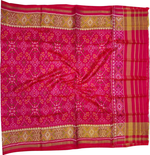 Pink Pure Silk Handloom Patola Ikat Dupatta