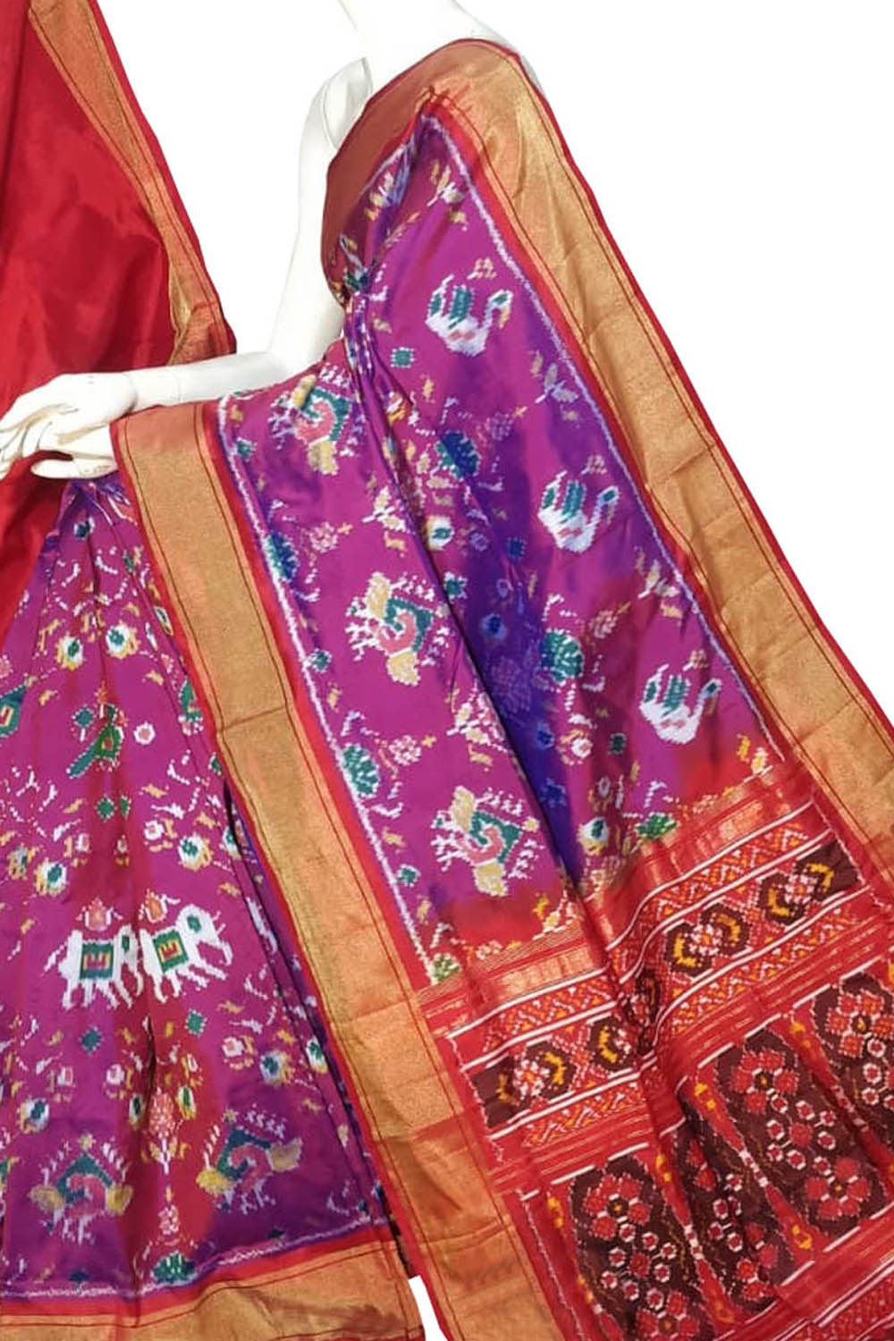 Pink Pure Silk Pochampalli Ikat Handloom Saree