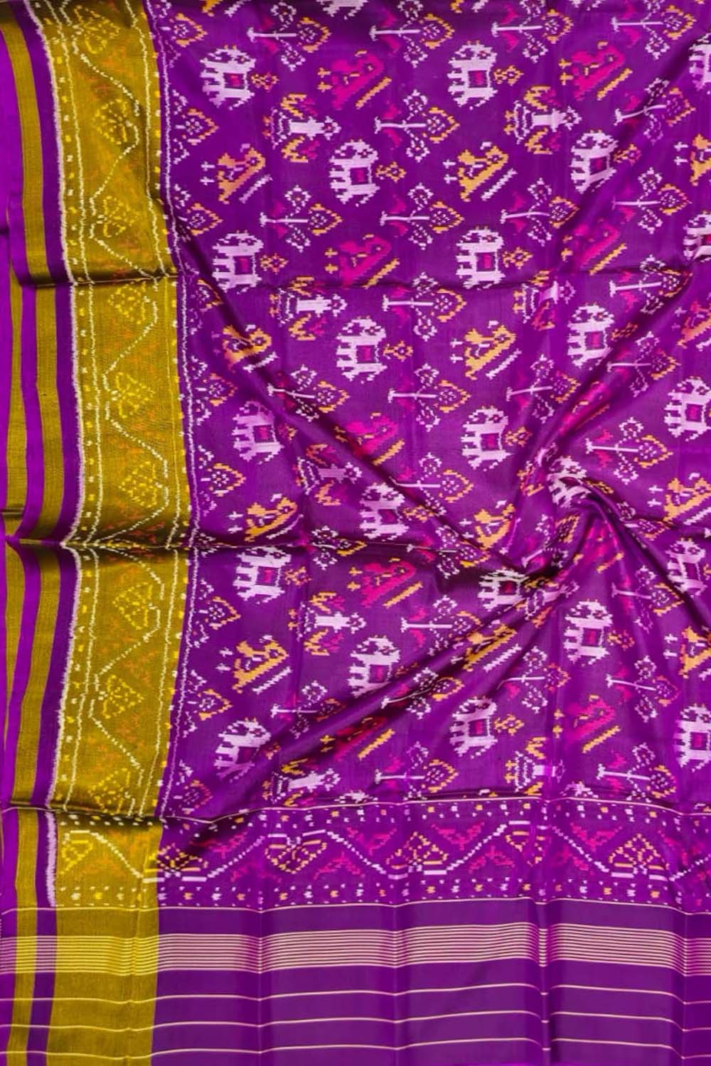 Pink Pure Single Ikat Patan Patola Handloom Dupatta