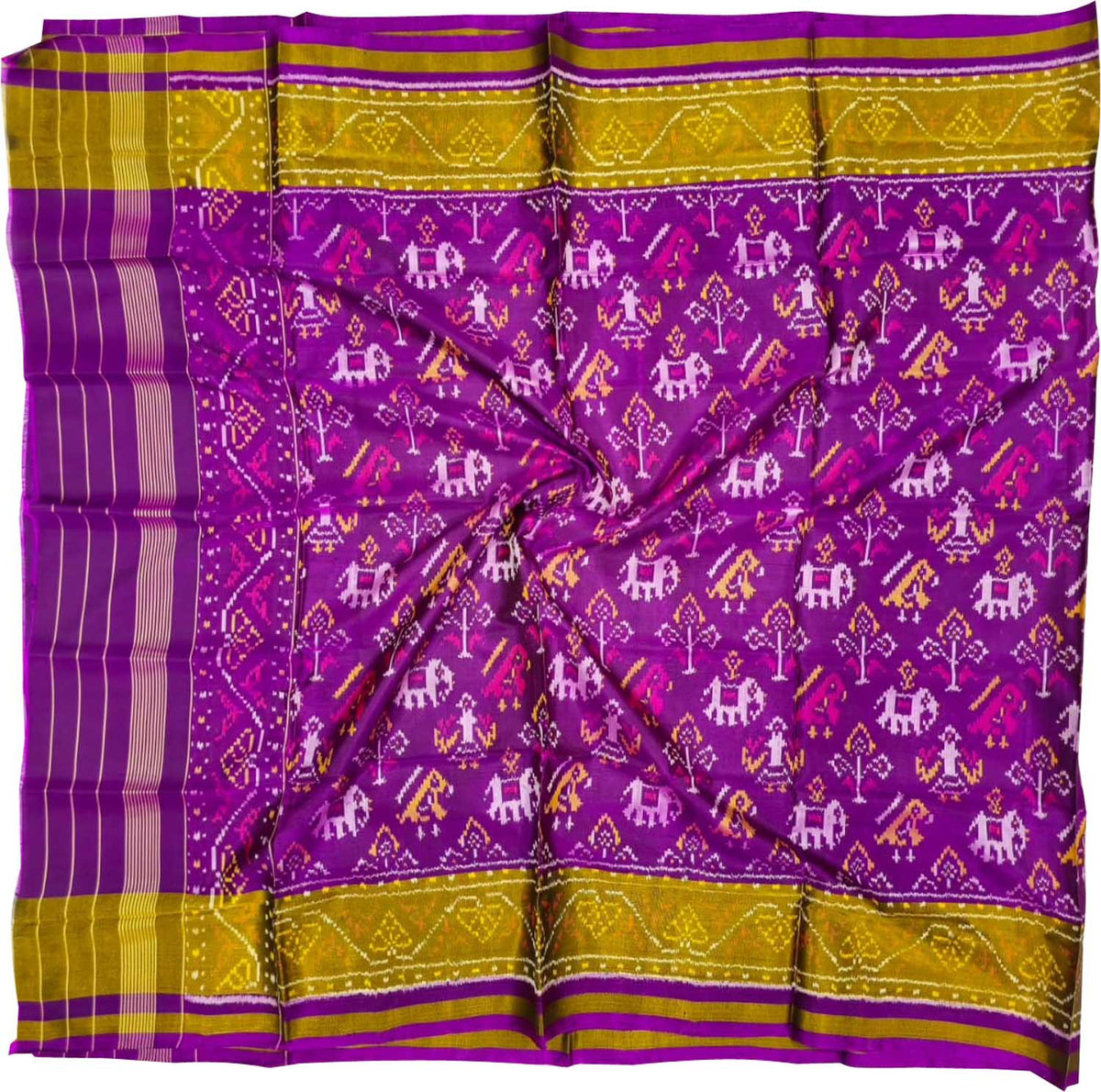 Pink Pure Single Ikat Patan Patola Handloom Dupatta
