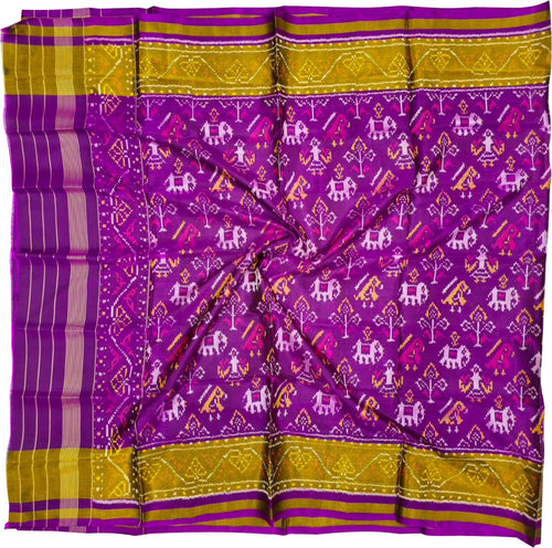Pink Pure Single Ikat Patan Patola Handloom Dupatta
