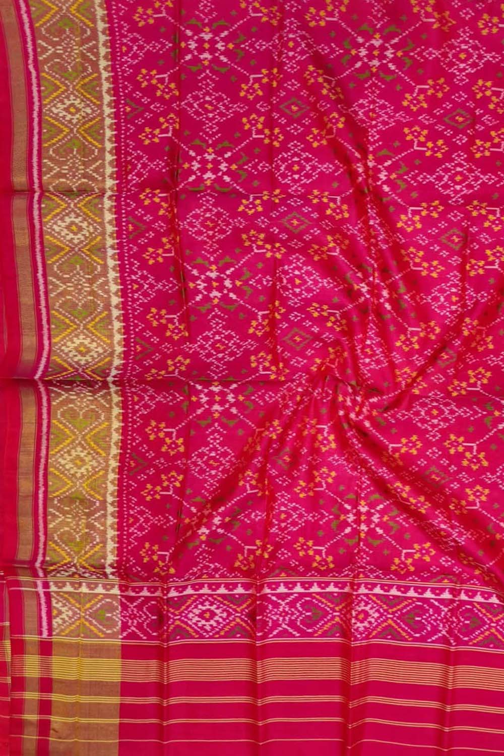 Pink Pure Single Ikat Patan Patola Handloom Dupatta