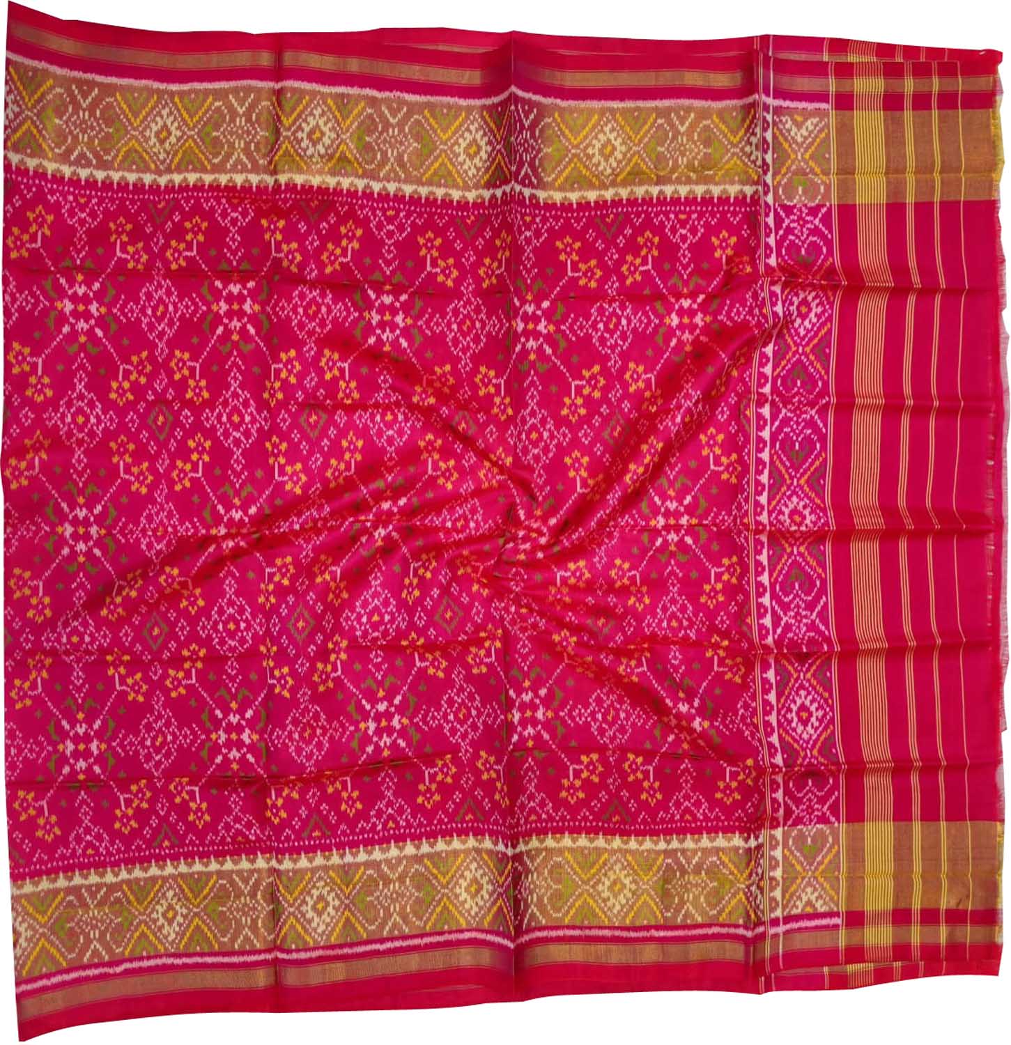 Pink Pure Single Ikat Patan Patola Handloom Dupatta