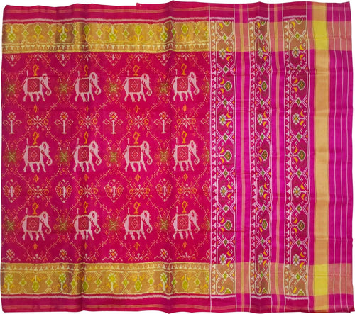 Pink Pure Single Ikat Patan Patola Handloom Saree