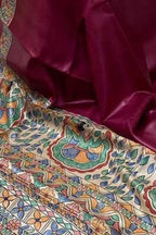 Pink Pure Tussar Silk Hand Painted Madhubani Saree