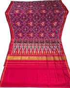 Pink Patan Patola Single Ikat Pure Silk Saree Handloom Festive