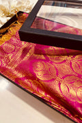 Premium Pink Banarasi Silk Fashion Stole Gift Box Stylish Wrap for Festive | College | Casual | Night Parties - Luxurion World