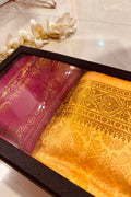 Premium Pink and Yellow Banarasi Silk Fashion Stole Gift Set of Two Stylish Wrap for Festive | College | Casual | Night Parties - Luxurion World