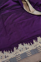 Purple Banarasi Handloom Pure Katan Silk Ghat Design Saree