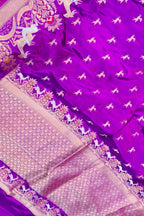 Purple Banarasi Handloom Katan Silk Saree Weave Festive