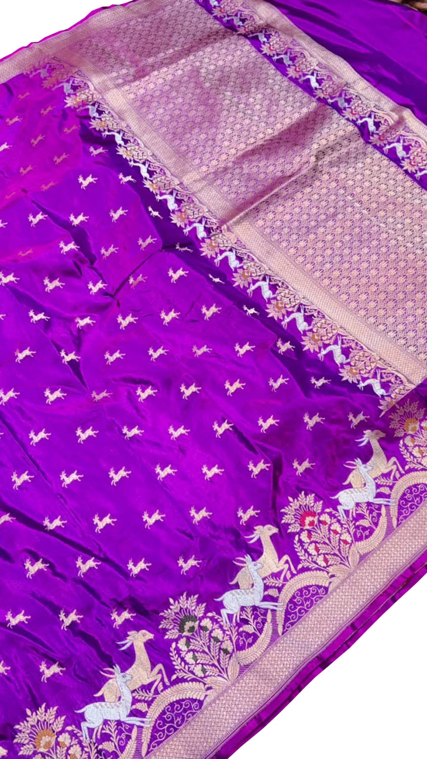 Purple Banarasi Handloom Pure Katan Silk Saree