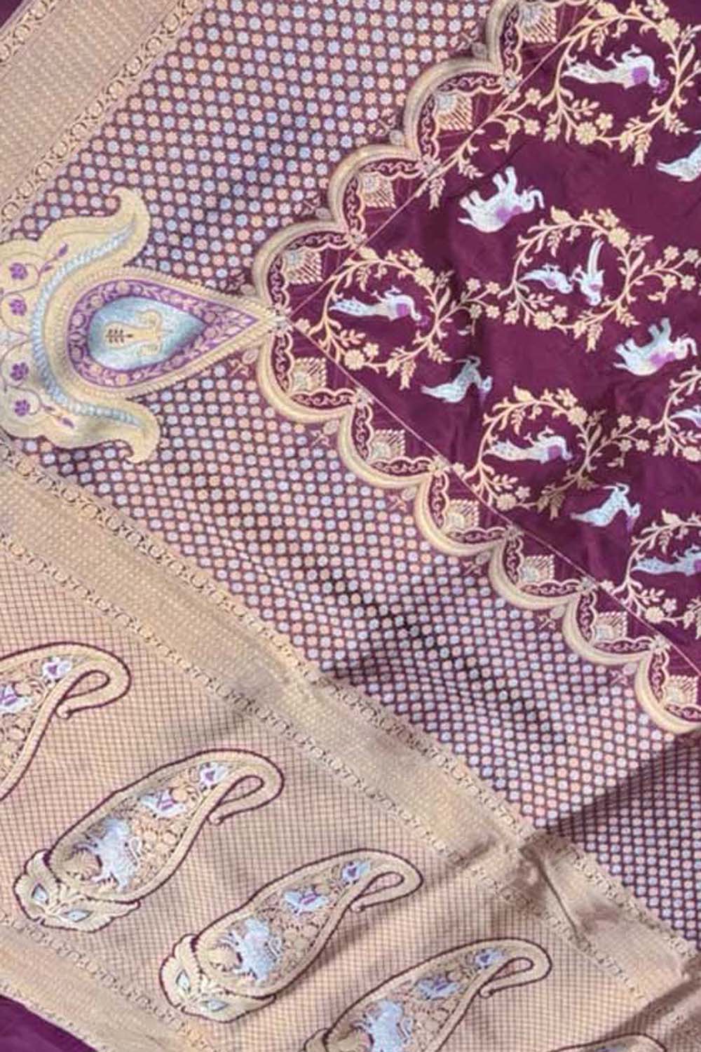 Purple Banarasi Handloom Pure Katan Silk Saree