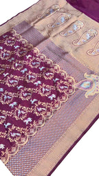 Purple Banarasi Handloom Pure Katan Silk Saree